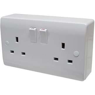 2 Gang 13A Wall Socket with 25mm Flush-Mounted Box Double