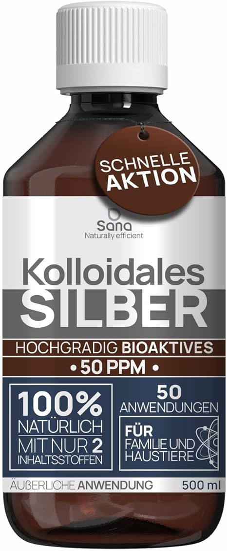Colloidal Silver 50 PPM 250 ml | Premium Silver Water Stronger than 25 ppm | For Humans, Dogs & Cats | Carbon Neutral | 100% Natural with 2 Ingredients