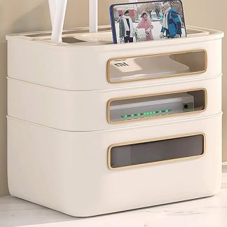 YHWKGZ Storage Box for WLAN Router, Cable Hide Box, Multi-Layer Cable Storage Box for Desk, Decorative Router Box for Wall Mounting, PP Cable Box with (Wit, 26 cm / 10.2 inches)