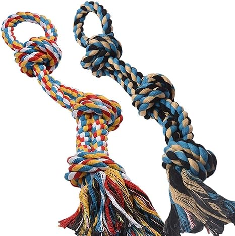 XL Dog Toy Rope for Aggressive Chewing, Pack of 2, Durable, Indestructible Dog Toy Rope for Puppies of Medium and Large Breeds, 100% Cotton, Robust Rope, for Chewing and Tug of War