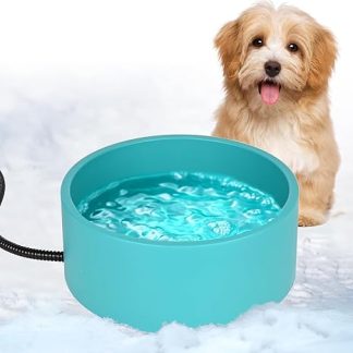 Vankarr Heated Water Bowl for Dogs, 3.2 L, Thermostatic Heated Drinking Bowl for Dogs, Cats, Chickens, Rabbits in Winter, 200 cm, Anti-Bite Cable