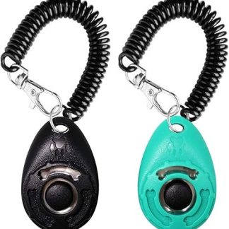 OYEFLY Dog Clicker, Clicker with Large Button, Pack of 2 Dog Clicker Set for Dog Training, Dog Education, Also for Cats, Horses (Black and Cyan)