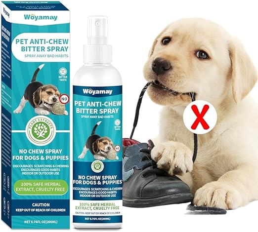 Woyamay Bitter Spray Dog, 200 ml Bitter Spray for Dogs, Anti Chew Bitter Substances Spray to Stop Chewing and Licking Furniture, Shoes, Bandages, Dog Repellent Spray, Training Aids for Dogs