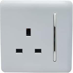 Trendi 1 Gang Artistic Modern Glossy 13 Amp Switch Tactile Socket - Silver