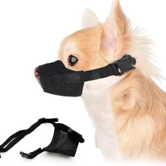 Dog Muzzle Prevents Biting and Eating, Barking and Chewing, Nylon Muzzle for Small, Medium Dogs with Breathable Mesh, Soft Dog Mouth Guard with Adjustable Loop (XS)