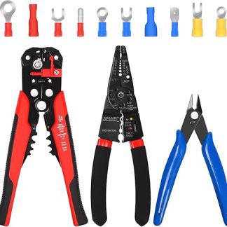 Keadic 103 Piece Quick Disconnect Flat Connector Assortment Kit with Wire Crimping Pliers, Insulated Wire Connector, Wire Cutter and Wire Stripper for Marine Car Home