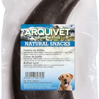 Arquivet, Buffalo Horn for Dogs, Chew Buffalo Bar, Natural Dog Snack, Buffalo Horn Tooth, Dog Treats and Treats for Dogs, Bag of 1