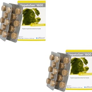 Alfavet HepatoSan 1600 | Double Pack | 2 x 32 Tablets | Supplementary Food for Larger Dogs | To Support Liver Function in Chronic Hepatic Insufficiency