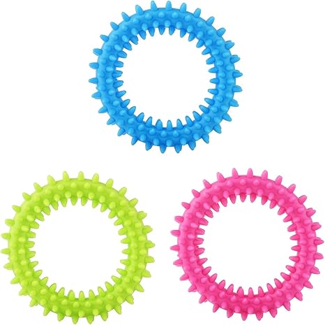 DAQUSU 3pcs Puppy Teeth Chewing Toy Natural Rubber Toy Small Dog Ring 360° Oral Teeth Soothing Itching Puppy Chewing for Medium Small Dogs
