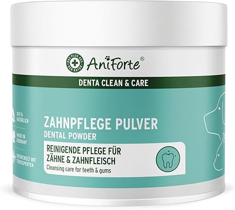 AniForte Denta clean and care dental care for dogs, Cats 300 g, tartar EX powder, tartar remover supplement for dogs, natural cleaning for teeth and gums.