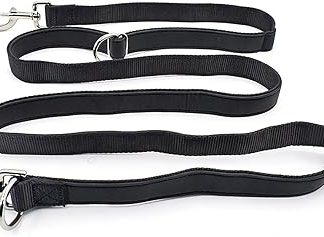Dog Lead 3 m Recall Lead Adjustable Double Lead Lightweight for Small Medium Dogs with 2 Carabiners for Training Outdoor Activities Black