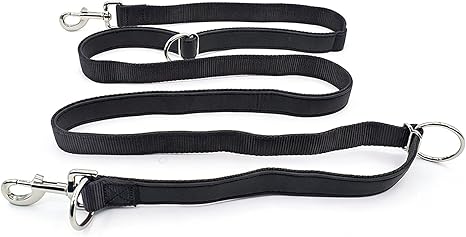 Dog Lead 3 m Recall Lead Adjustable Double Lead Lightweight for Small Medium Dogs with 2 Carabiners for Training Outdoor Activities Black