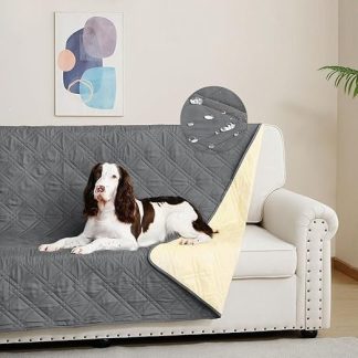 DUJUIKE Waterproof Sofa Cover for Dogs, 100% Waterproof Dog Blanket, Sofa Protection, Duvet with Non-Slip Particles, Furniture Protector for Dogs, Cats and Pets (Grey, 132-208 cm)