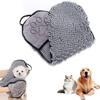 Pet Towel, Super Absorbent Pet Towel, Dog Towel, Microfibre Dog Towel, Pet Bath Towel, for Cats and Dogs, Durable, Quick Drying, Machine Washable, Thickening, Grey
