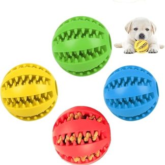 Forreen Dog Toy Ball, Pack of 4 Dog Balls, Robust Dog Ball, Natural Rubber Puppy Toy, Puppy Intelligence Ball, Non-Toxic, Bite Resistant for Teeth Cleaning