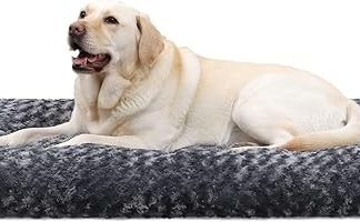 KSIIA Dog Bed for Large Dogs, Washable, Fluffy Dog Cushion, Dog Mat for Large/Medium Dogs, Non-Slip Bottom, Breathable, Dog Mattress, Pet Bed, Dark Grey, 90 x 60 cm