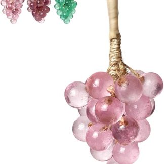 Grape Soap on a Rope, Handmade Grape Cluster Shaped Soaps for Face and Body, Hanging Decor for Bath and Shower (Pink)