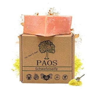 PAOS Sulphur soap, natural soap, acne soap, hair soap, approx. 150 g, natural product, no chemical additives, sulphur recommended for acne, pimples, hair loss and eczema