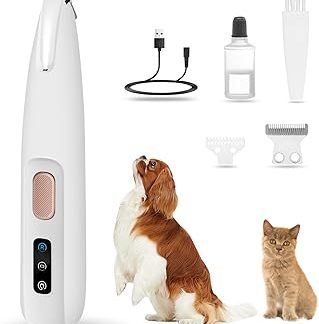 PawTrim Pro, Super Quiet / Rechargeable Paw Trimmer for Pets with LED Light, Waterproof, Wireless Pet Shaver, Dog Clipper, Professional Dog Trimmer for Dogs, Cats, Paws, Eyes
