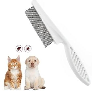 Redreo Flea Comb for Dogs and Cats, Professional Lice Comb for Removing Fleas, Dog Combs with Rounded Metal Tines for Gentle Care