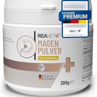 ReaVET Stomach Powder for Dogs 300 g with Elm Bark without Boiling I Secondary for Diarrhea, Flatulence, Grass Eating, Digestive Support - Food Topping Stomach & Intestinal Powder Slippery Elm Bark