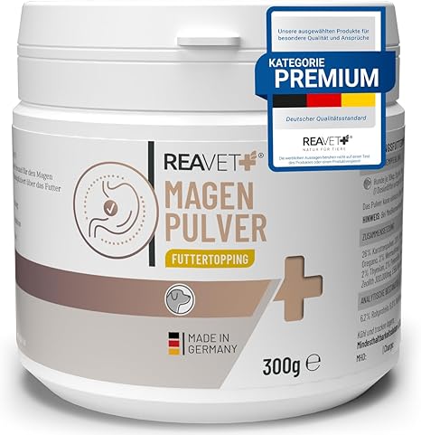 ReaVET Stomach Powder for Dogs 300 g with Elm Bark without Boiling I Secondary for Diarrhea, Flatulence, Grass Eating, Digestive Support - Food Topping Stomach & Intestinal Powder Slippery Elm Bark