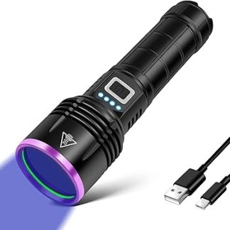UV Torch 20 W, 5000 mAh High Performance 365 nm UV Light, LED USB Rechargeable Black Light Torch, UV Lamp for Amber, Epoxy Resin, Detection of Pet Urine, Minerals, Travel, Bed Bugs