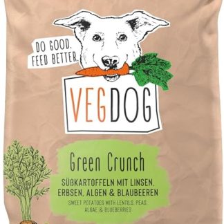 VEGDOG Green Crunch Hypoallergenic Dry Food (10 kg) Adult Dogs No Gluten, Grain and Soy Complete Food for Allergy Sufferers with Pea Protein