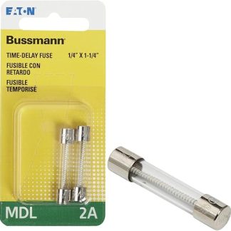 BUSSMAN BP/MDL-2 2 Amp Glass Tube Time Delay Fuse 2 Count