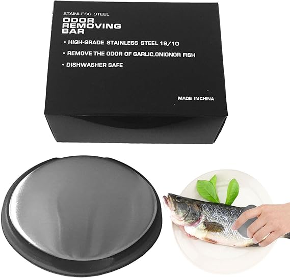 Stainless Steel Soap - Metal Hand Odour Remover for Kitchen Use | Oval Deodorising Steel Soap Eliminates Onions, Garlic, Fish Odours from Your Hands | Reusable Fragrance-Free Soap