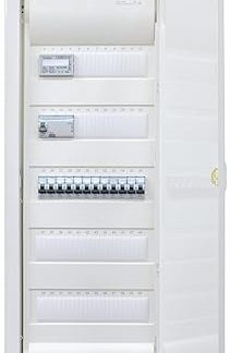 Hager Flush-Mounted Distributor with Counter 5 Rows VU60NC I Ready for Connection Wired with Terminal Block I Equipping Legrand 1x FI 4-Pin + 12x LS B16A