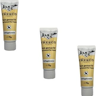 Fresco Dog Fein Gemacht! Poultry Cream Pack of 3 x 70 g Sweet Sausage for Dogs Can Be Supportive for Sensitive Dog Stomach Can Be an Optimal Supplement
