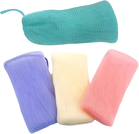 Pack of 4 Soap Bags Mesh Mesh Bags Made of Durable Nylon Quick Drying with Lanyard Foaming Soap Bag for Shower and Travel