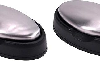 2 pieces stainless steel soap anti-odour soap, eco soap made of stainless steel, stainless steel soap, kitchen aid, stainless steel soap with stainless steel soap dish, skin-friendly, ideal for