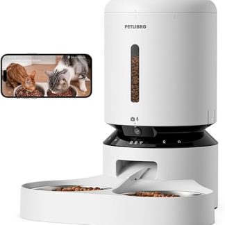 PETLIBRO 5L Automatic Cat Feeder 2 Bowls with 1080P Camera, 5G WiFi Feeder Dog with App & Night Vision, Sensor for Low Food & Blocking, Pet Camera, 1-10 Meals