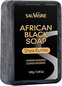 BHUEHSS Natural African Black Soap, Organic Soap Pieces, Hand Soap, Facial Soap, Cleanser, Nourishing, Triple Ground Soap for Women and Men