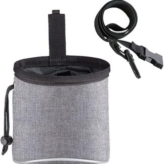Yoosso Treat Bag for Dogs, Dog Training Food Bag, Dog Snack Bag, Multifunctional Food Bag with Waste Bag Dispenser, Adjustable Belt (Grey)