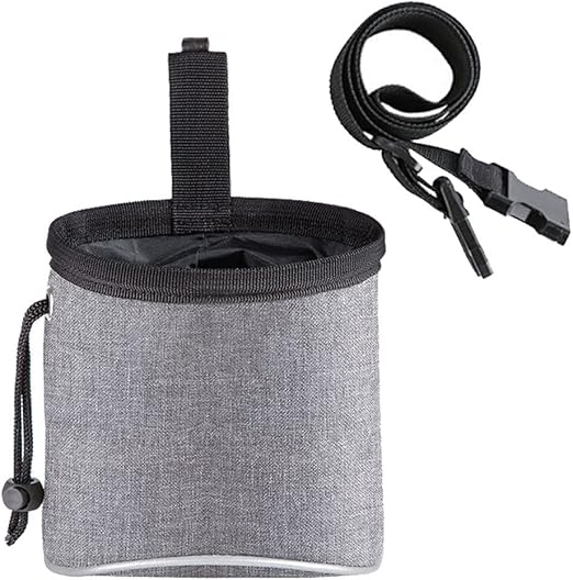 Yoosso Treat Bag for Dogs, Dog Training Food Bag, Dog Snack Bag, Multifunctional Food Bag with Waste Bag Dispenser, Adjustable Belt (Grey)