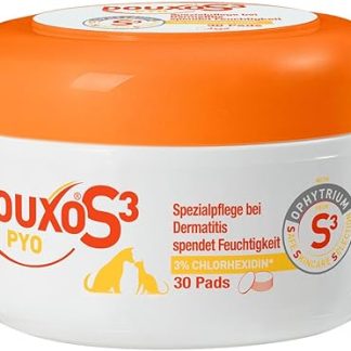 DOUXO S3 PYO Pads for Dogs & Cats Cotton Pads Care Against Bacteria & Yeast Fungi Moisturising Cleaning Pads Hypoallergenic Fragrance Pack of 30