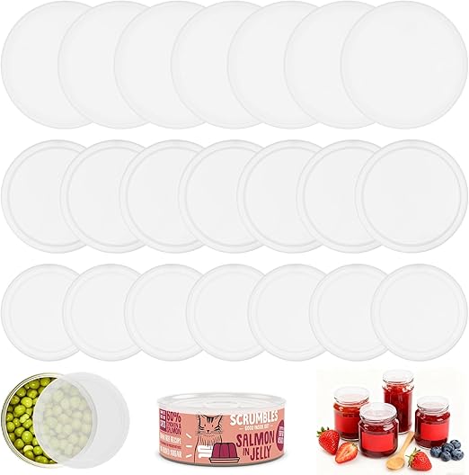 Pack of 21 Can Lids, Universal Lids for Cans, Sealed Dust Lids in 3 Sizes (75 mm, 85 mm, 100 mm) Canning Lid, Transparent PE Material, Suitable for Pet Food Can Lids