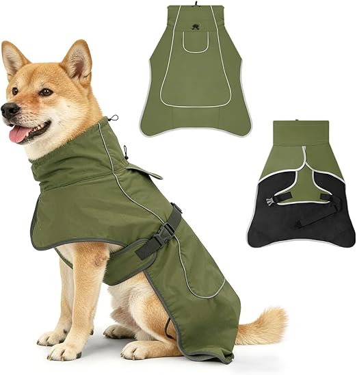 VGECEE Dog Coat Waterproof Winter Reflective Dog Jacket Dog Coat Winter with Adjustable Closure Reflective Jacket Dog Winter Jacket Fleece for Small Medium Dogs Raincoat