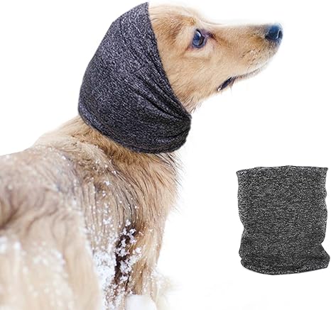 Pattepoint Earmuffs for Small Dogs, Anxiety Relief and Rest in Loud Places, Snood for Small Dogs, Neck Warmer and Ears of Dogs and Cats - Grey M