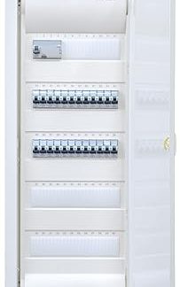 Hager Cavity Wall Distributor 5 Rows VH60NC Ready for Connection Wired with Terminal Block Legrand 1x FI 4-Pin + 24x LS B16A