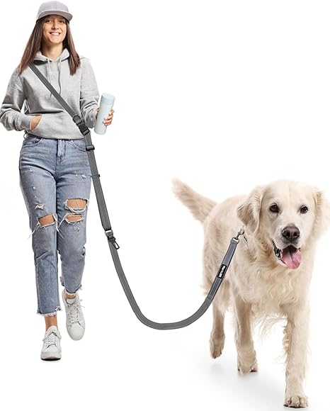 WANFIRE Free Dog Lead for Large, Medium Dogs, Bicycle Lead, Recall Lead, Neck Lead, Jogging Lead, Dogs with Car Seat, Safety Buckle for Walking, Jogging, Running, Dog Leash (1.8-2.9 m)