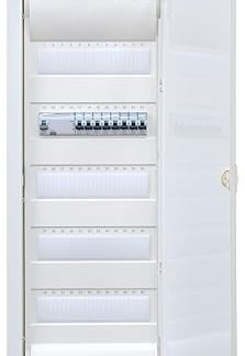 Hager Flush-Mounted Distributor 5 Rows VU60NC Ready for Connection Wired with Terminal Block 1x FI 4-Pin + 8x LS B16A