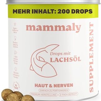 mammaly Salmon Oil Drops for Dogs - 200 Treats (340 g) - With Salmon, Vitamin D & Omega 3 for Skin and Coat, Skin & Coat, Grooming & Skin Care - Can Support Hair Loss for Your Dog