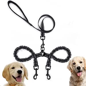 Edipets, Double Lead for Two Dogs, Extendable, Reflective, Anti-Strap, 360°, Tangle-Free, for Dog Training