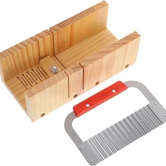 DOITOOL Wooden Soap Cutter with Dual Slot Ergonomic Handle Precise Cutting Tool for DIY Soap Making Durable Wooden Box Suitable for Small Soap Moulds and Soap Loaves