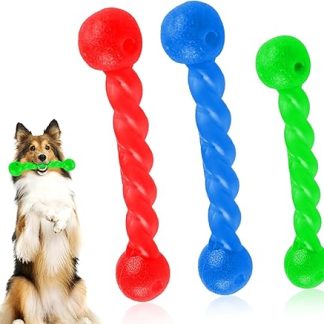 QYRDBGY Dog Toy Throwing Stick, Pack of 3 Rubber Spiral Chew Bones Durable Throwing Toy Dog Durable Chew Toy Dog Pet Oral Care for Small, Medium and Large Dogs