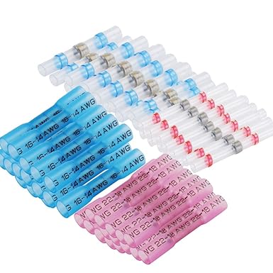 Oxoxo 60pcs Solder Seal Wire Connectors & Heat Shrink Butt Connectors, Waterproof Automotive Marine Terminal Kit, Electrical Crimp Wire Terminals